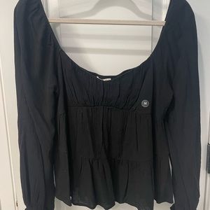 Black square-cut blouse